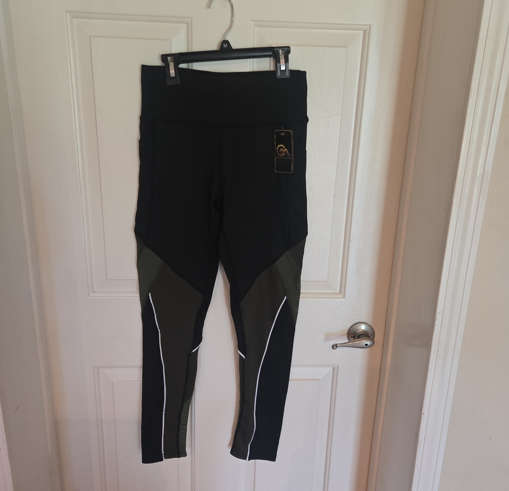 Black and Olive  Active Leggings - High Waist Performance